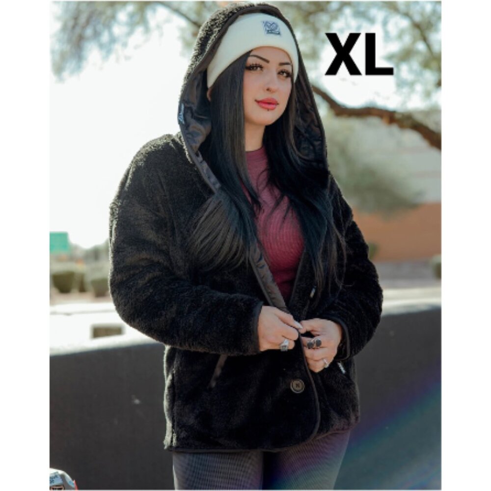 Dixxon Flannel BLACK Sherpa Cardigan - Women's XL